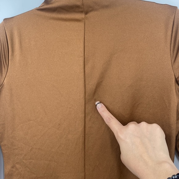 SKIMS All in One Shine Mock Neck Long Sleeve Onesie Catsuit in Caramel Size XL - Picture 14 of 14